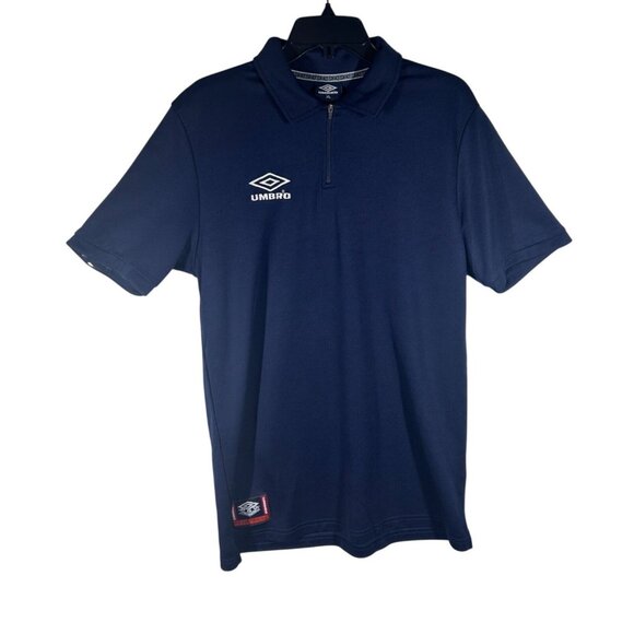 Umbro Polo Shirt Men's Size XL Navy Blue With Zip Collar‎ Short Sleeve - Picture 1 of 9